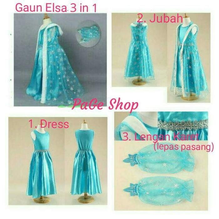 Diskon! Gaun Elsa Frozen 3 In 1/ Dress Baju Pesta Impor