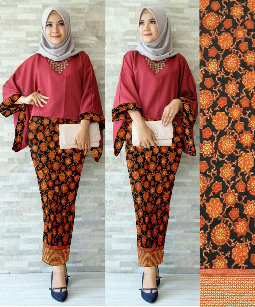 J&C Setelan 2In1 Batwing Sunflow / Atasan Batwing / Setelan Kebaya Batwing / Baju Pesta / Kebaya Muslim / Rok Panjang Batik / Rok Batik / Baju Muslim / Hijab Style