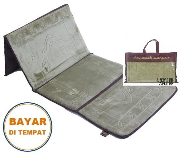 (HIJAU) 1 Sajadah Sandar Surabaya 100% Premium Quality Sajadah Lipat Portable Beludru