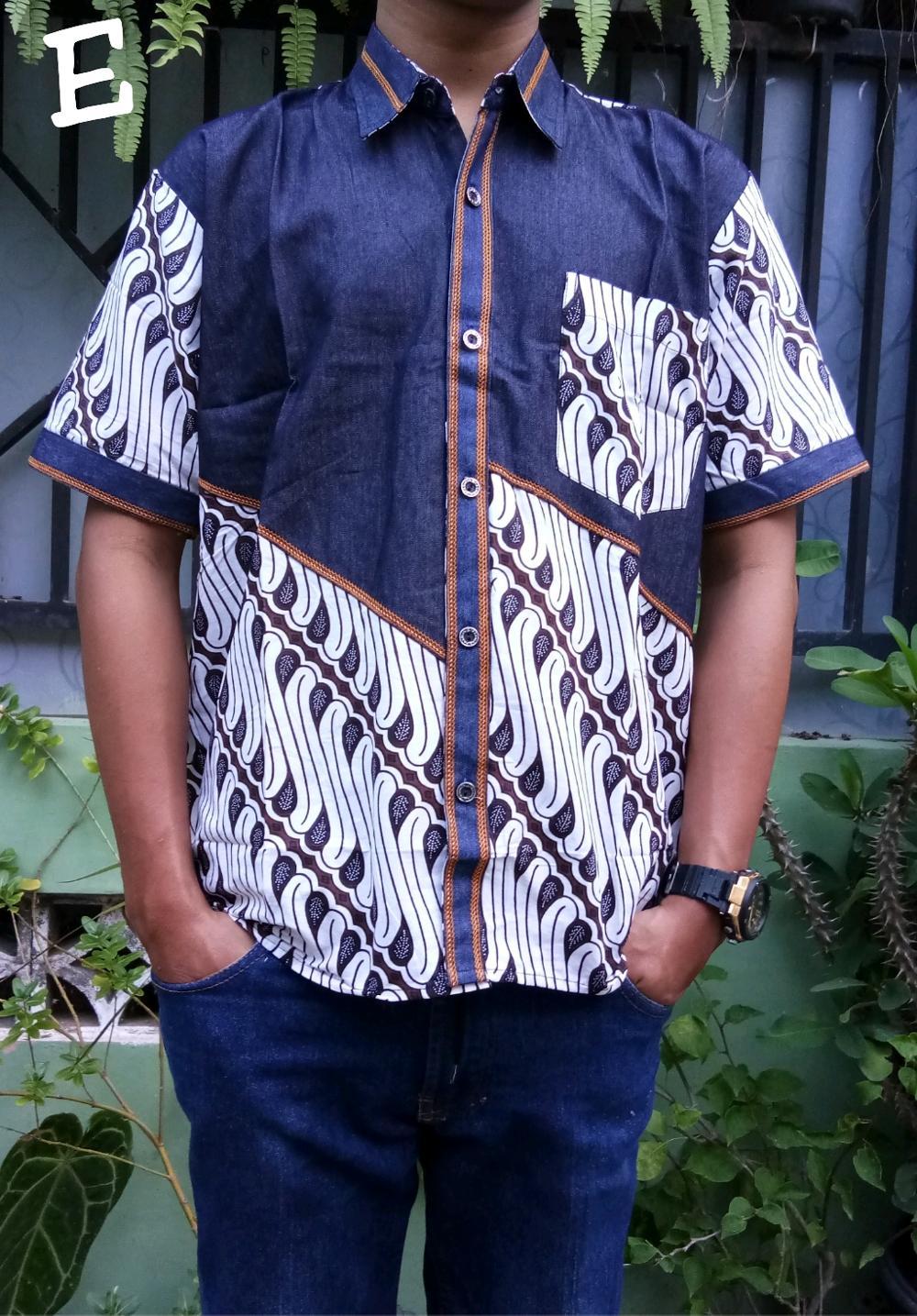 sale jual murah kemeja hem batik kombinasi jeans E