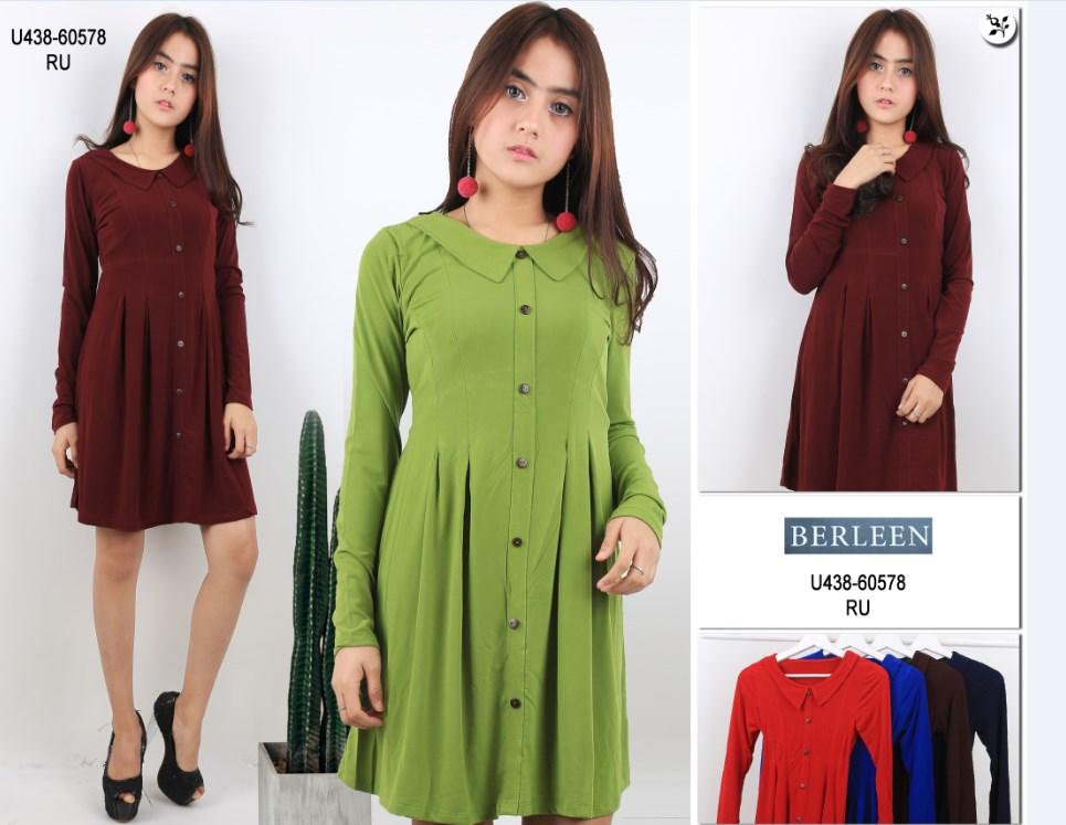 Oma Holley Fashion Alarice Dress Peplum Kancing kerah - Size L