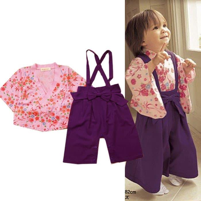 SE1718 Kimono Yukata Jepang Anak Cewek Perempuan Lucu Pink Flowers