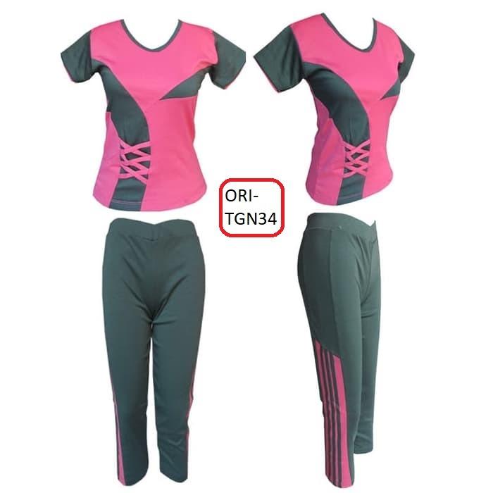 Baju Senam Tangan Pendek & Celana 3/4 Cantik dan Seksi Berbagai Warna - TGN34
