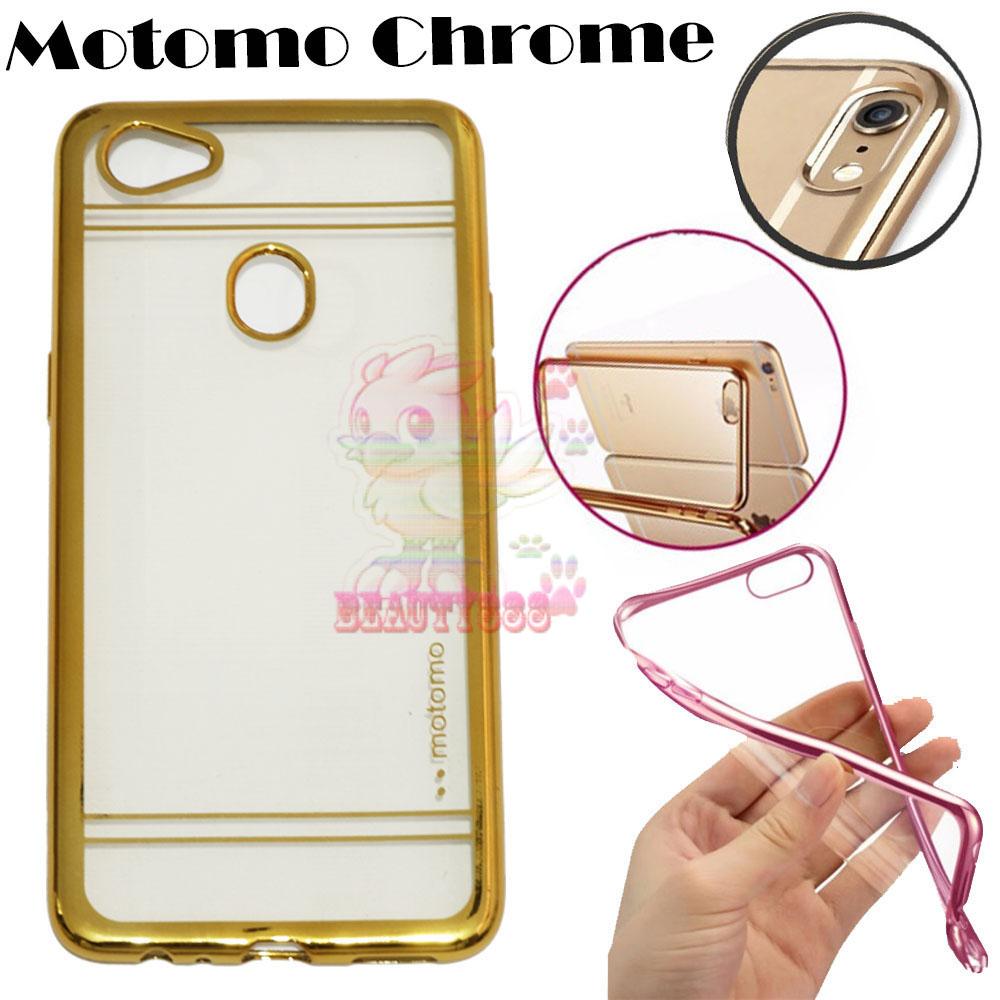 Motomo Chrome Oppo F7 Shining Chrome / Case Shining List Chrome / Ultrahin Oppo F7 List Chrome Jelly Case / Silicone Oppo F7 Shinning / Case Oppo F7 / Casing Hp - Gold