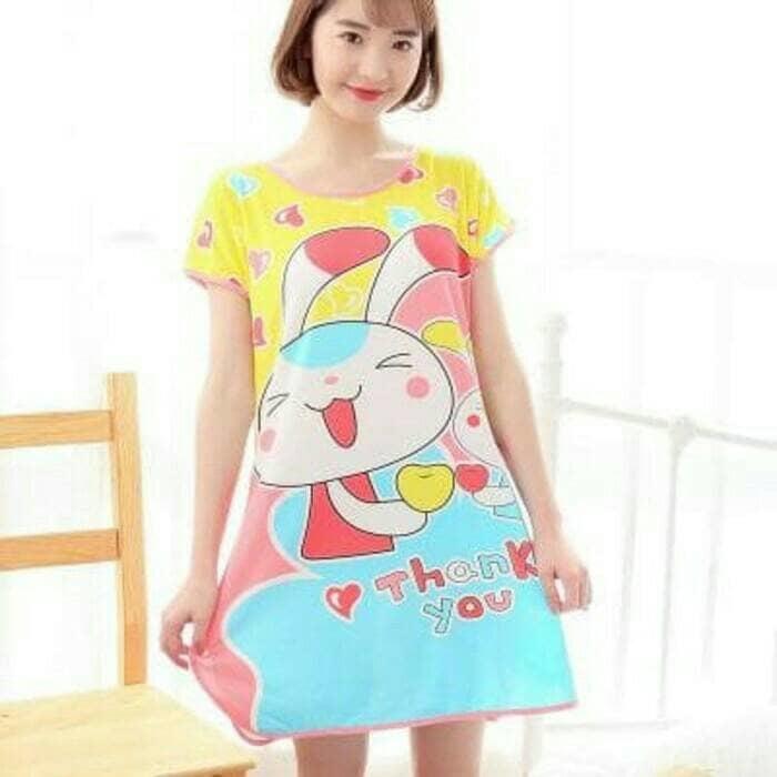 Daster Midi Dress Mini Baju Tidur Karakter Lucu Imut Berkualitas
