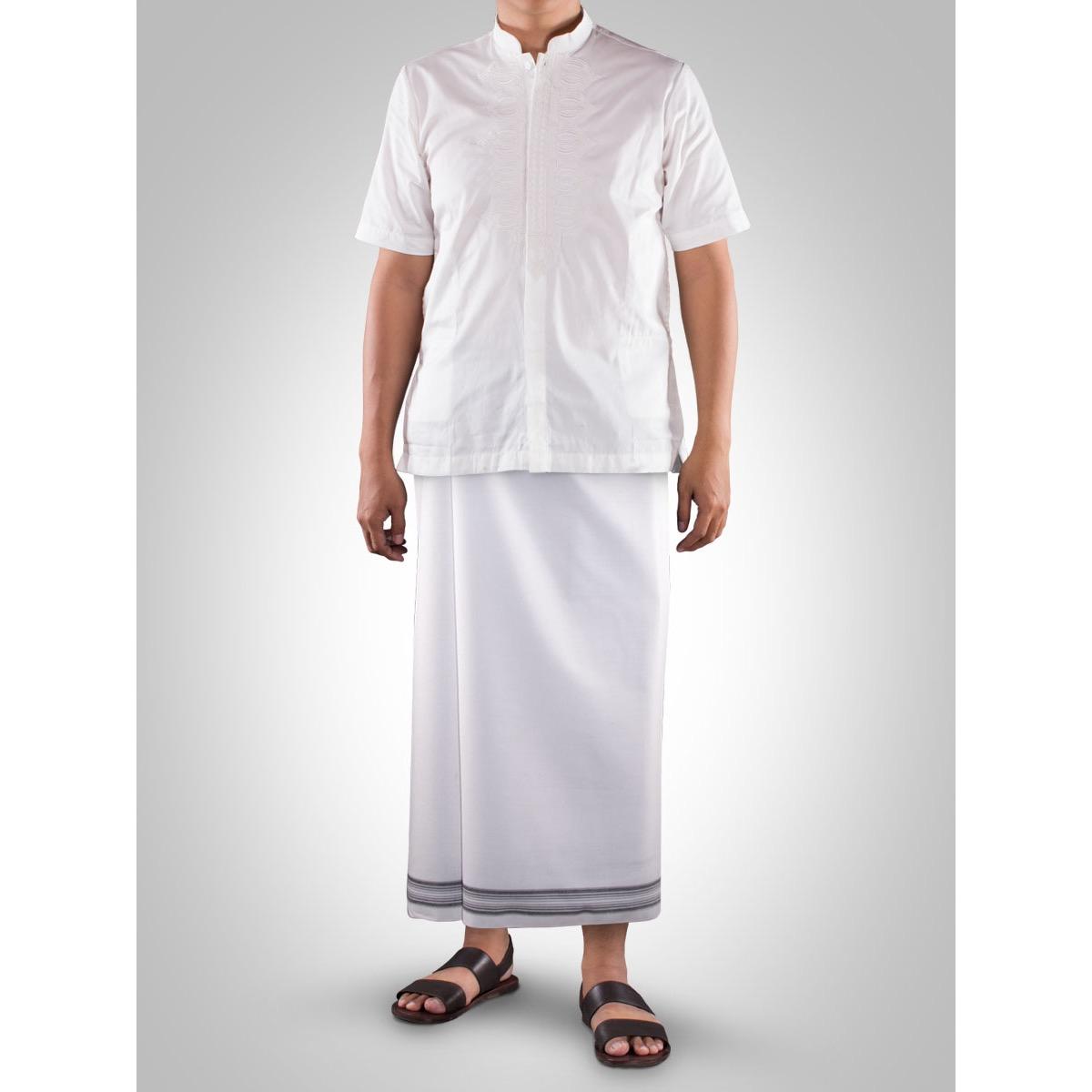 Sarung Mangga / Sarung Tenun Mangga Fiesta Polos - Putih Tumpal