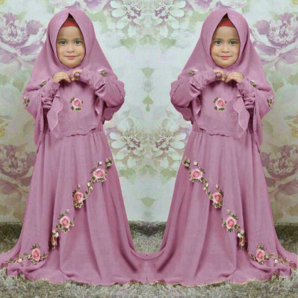 TASYA SYARI KIDS - PAKAIAN MUSLIM ANAK GAMIS GROSIR MURAH JERSEY SUPER FREE KHIMAR