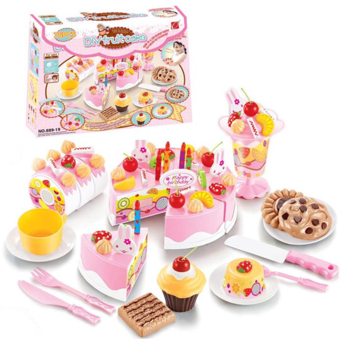 PALING DICARI DIY FRUIT CAKE PINK BESAR 75 PCS - MAINAN KUE ULANG TAHUN TERLARIS