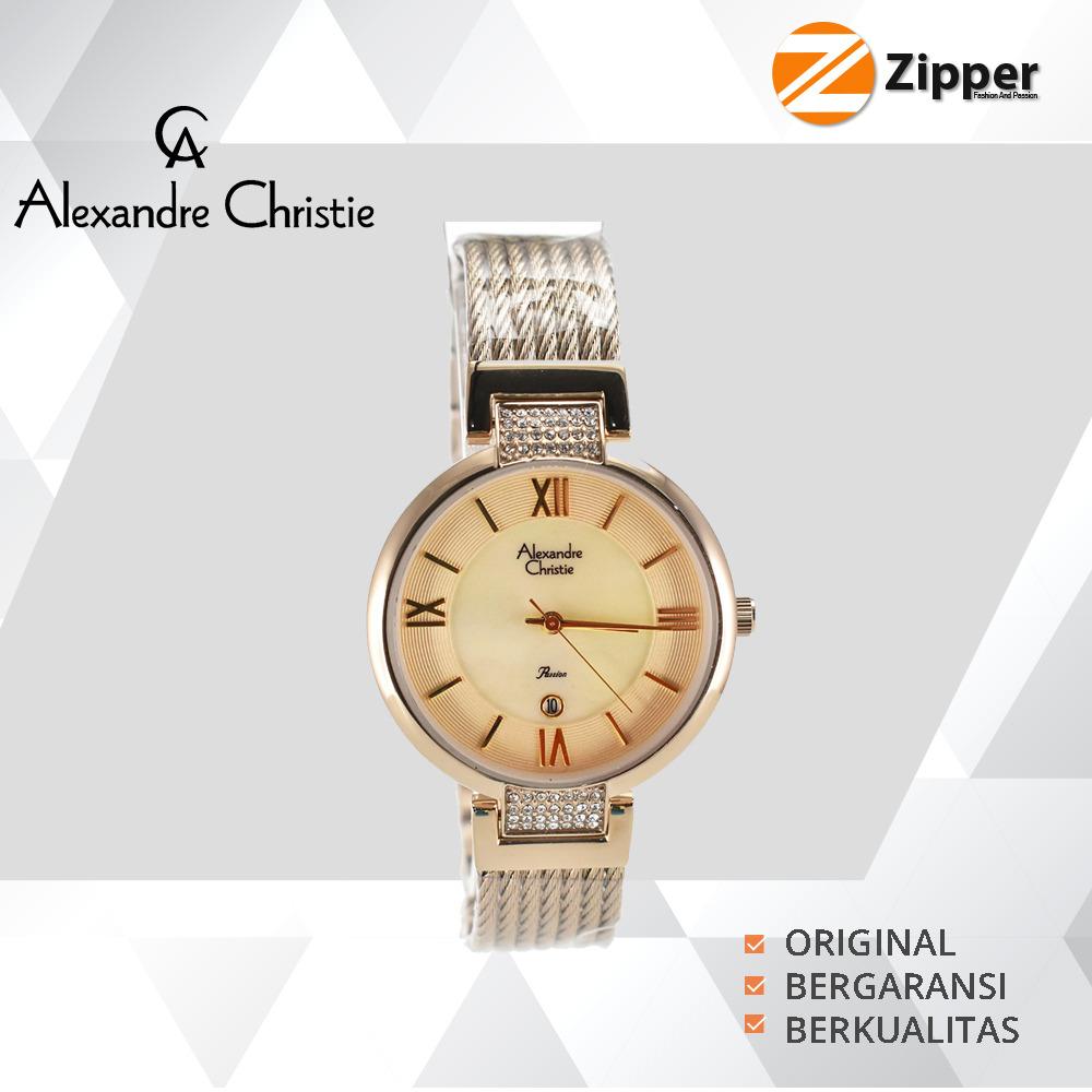Alexandre Christie Jam Tangan Wanita AC2708 Tali Stainless Steel Quartz Movement Swarovski Element PROMO