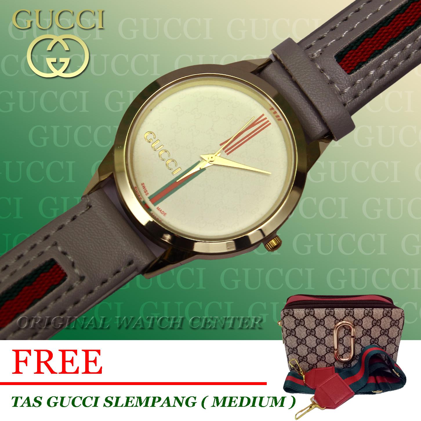 Jam Tangan_Gucci_Rose Gold_ Jam Tangan Wanita - Desain kasual Dan Fashionable - Tali Kulit [ PROMO