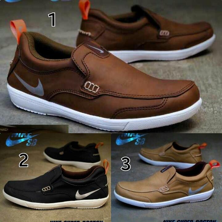 Promo sepatu nike slop nevada coklat murah kulit bam original hanmade Diskon
