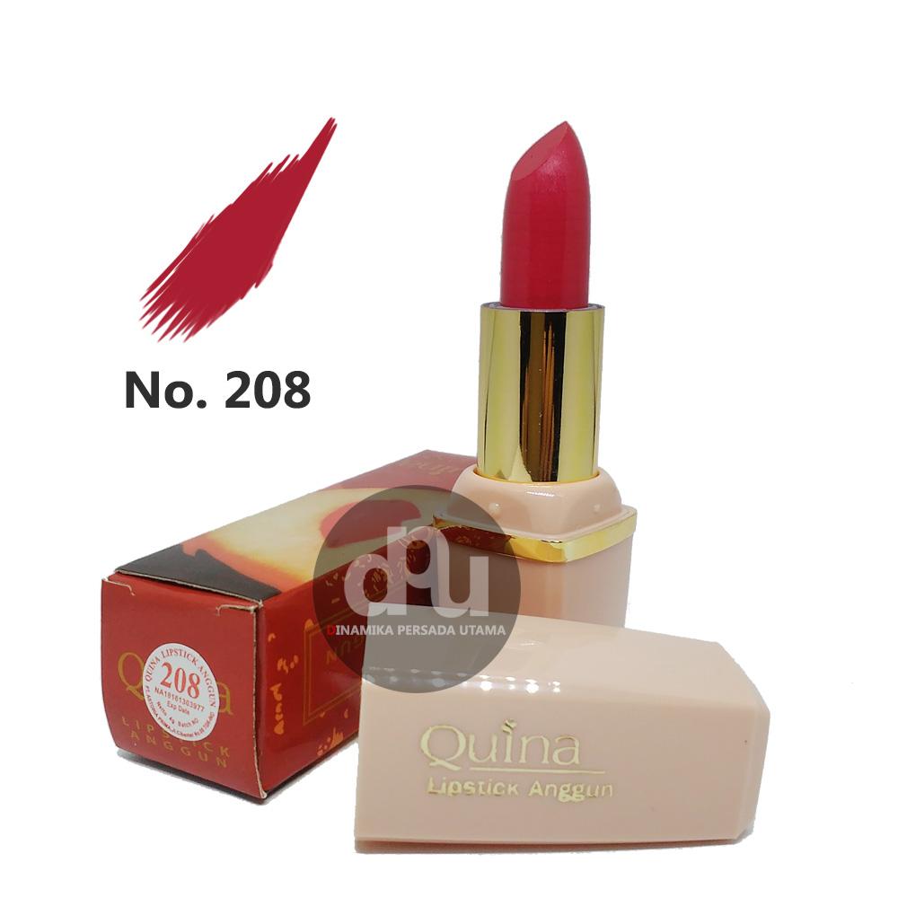 Lipstik Anggun QUINA Lipstick Glossy 208 / Makeup Bibir / Lipstik Glossy / Kosmetik / Kecantikan / Perawatan Make up
