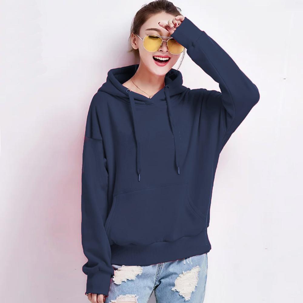 Jfashion Jaket Hoodie Tangan Panjang Wanita Variasi Topi dan kantong Kangguru - Carlisa