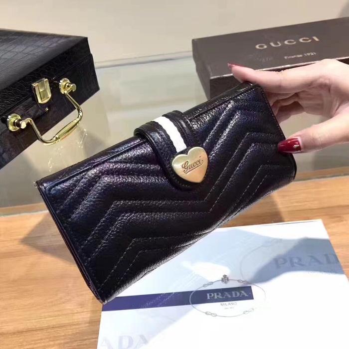 Fashion Wanita / Aksesoris wanita / Dompet Wanita / Dompet Gucci Long Heart Matelasse Leather Premium / Dompet Gucci Original