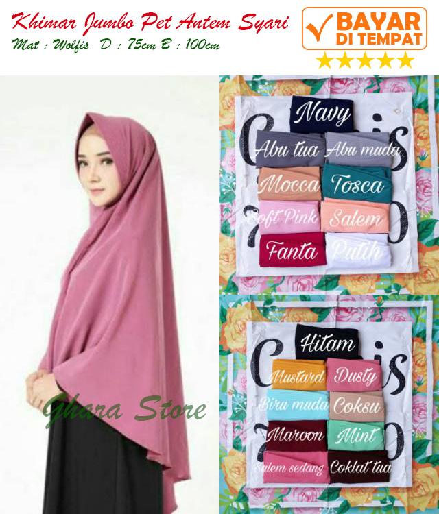 Hijab Jilbab Khimar Instan Jumbo Pet Antem Syari