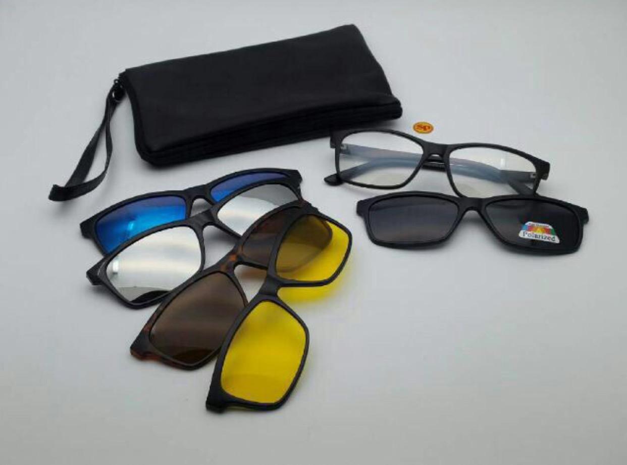 Oki_Store Frame Kacamata Sport Clip-ON 5 Lensa 2215New Normal / Baca / Plus / Minus / Cylinder Anti Radiasi Komputer