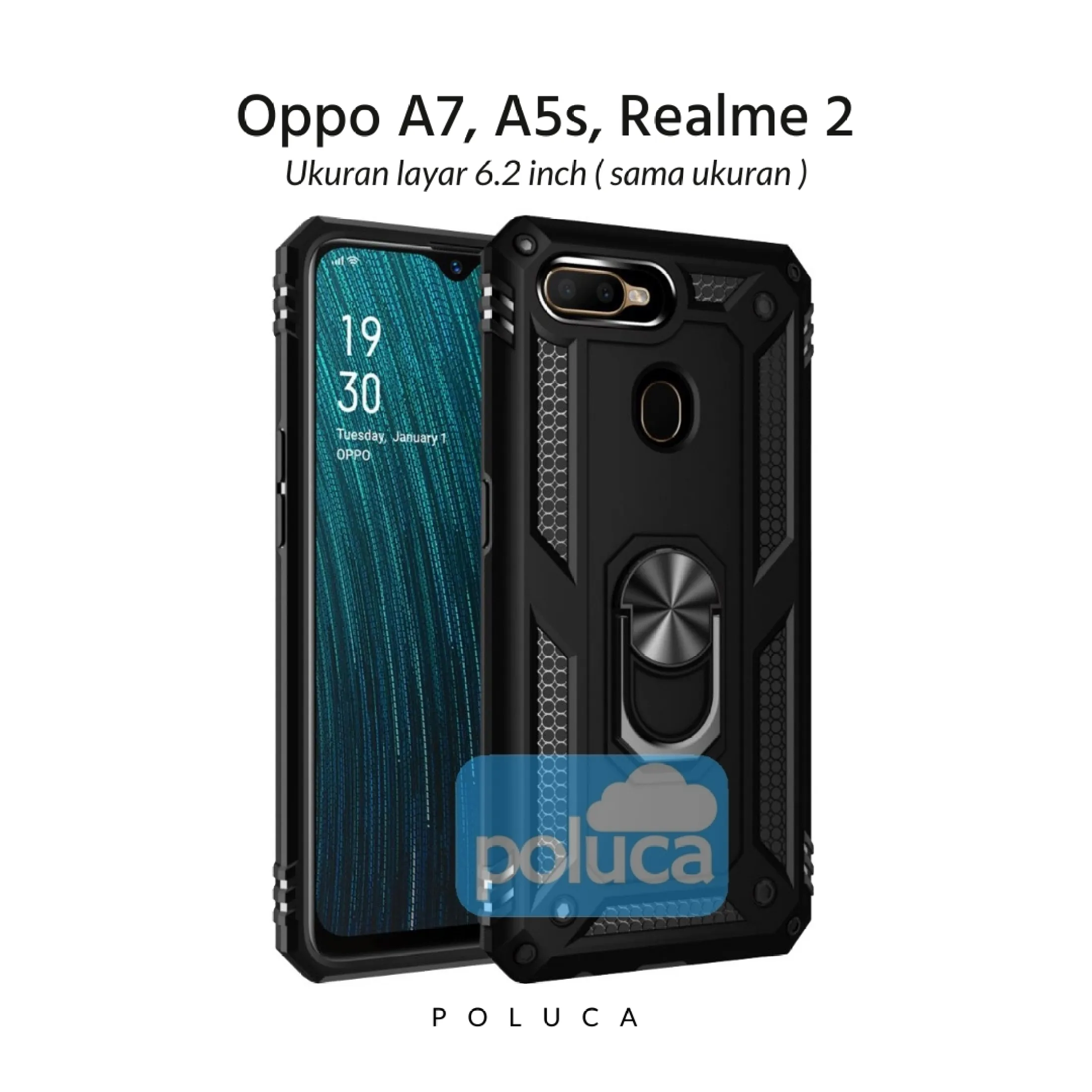 Oppo A7 A5s Realme 2 Sama Ukuran Poluca Casing Hardcase Ring Armor Kickstand Hybrid Lazada Indonesia