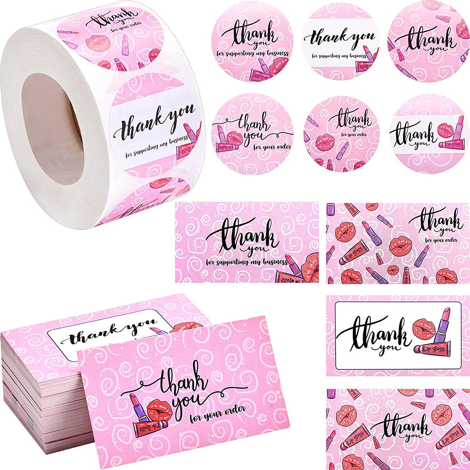 MEMORY SPORTS 50/500PCS Party Supplies Candy Bags Paper For Supporting My Business Label Stickers Thanks Greeting Cards Thank You Stickers Thank You Card