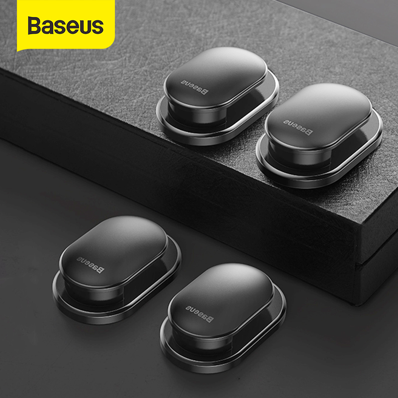 Baseus 4 ชิ้นเคเบิ้ลออแกไนเซอร์สาย USB คลิปการจัดการป้องกันม้วนเก็บสายดูด Sup ผนังตะขอแขวนสติกเกอร์รถผู้ถือ