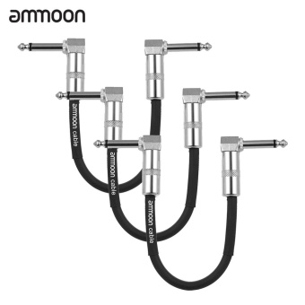 Gambar ammoon 3 Pack Guitar Effect Pedal Instrument Patch Cable 15cm  0.5ft Long with 1 4 Inch 6.35mm Silver Right Angle Plug Black PVC Jacket   intl