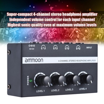 Gambar ammoon HA400 Ultra compact 4 Channels Mini Audio Stereo Headphone Amplifier with Power Adapter   intl