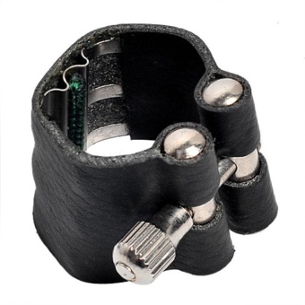 Black Leather Ligature Mouthpiece Fastener W/Fattener For AltoTenor Saxophone - Intl Juli 2019 - 3 Black Leather Ligature Mouthpiece Fastener w/Fattener for AltoTenor Saxophone - intl - 3