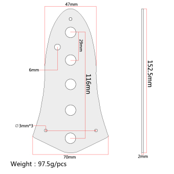 BolehDeals Shiny Baja 5 Lubang Plat Kontrol Untuk Jazz Gitar Basskrom Maret 2019 - 3 BolehDeals Shiny baja 5 lubang plat kontrol untuk Jazz gitar Basskrom - 3