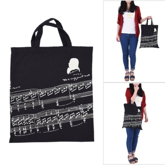 Gambar Musical Notation Pattern Washable Cotton Cloth Handbag Music ToteShoulder Grocery Shopping Bag for Students Girls   intl