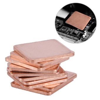 Gambar 10 pcs 20 * 20mm Copper Sheet Shim Piece Heat Sink Thermal Pad ForGPU CPU Laptop 0.5mm   intl