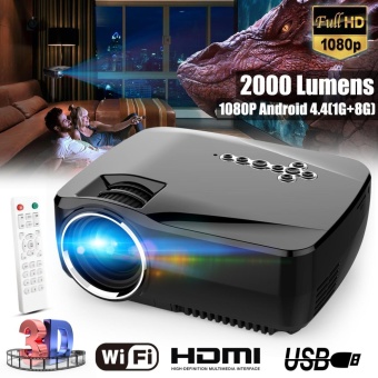 Gambar 1080P HD Lumens LED Projector Bluetooth WiFi Android 1G+8G 3D Family Theater EU   intl