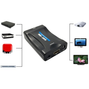 Gambar 1080P SCART To HDMI Video Audio Converter Adapter for HD TV DVD forSky Box   intl