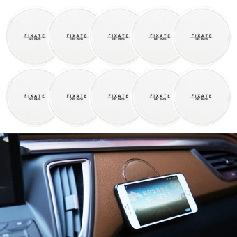 Gambar 10pcs Magical Super Powerful Fixate Gel Pads Strong Stick GlueAnywhere Wall Sticker Reuseable Portable Home Fixed Wall StickersCan be Used as Car Mobile Phone Bracket   Round Clear   intl