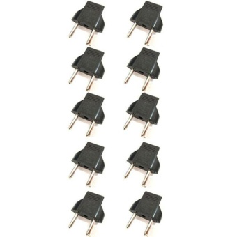 Gambar 10PCS US to EU Travel AC Power Socket Plug Adapter AdapterConverter 2 Pin Black   intl
