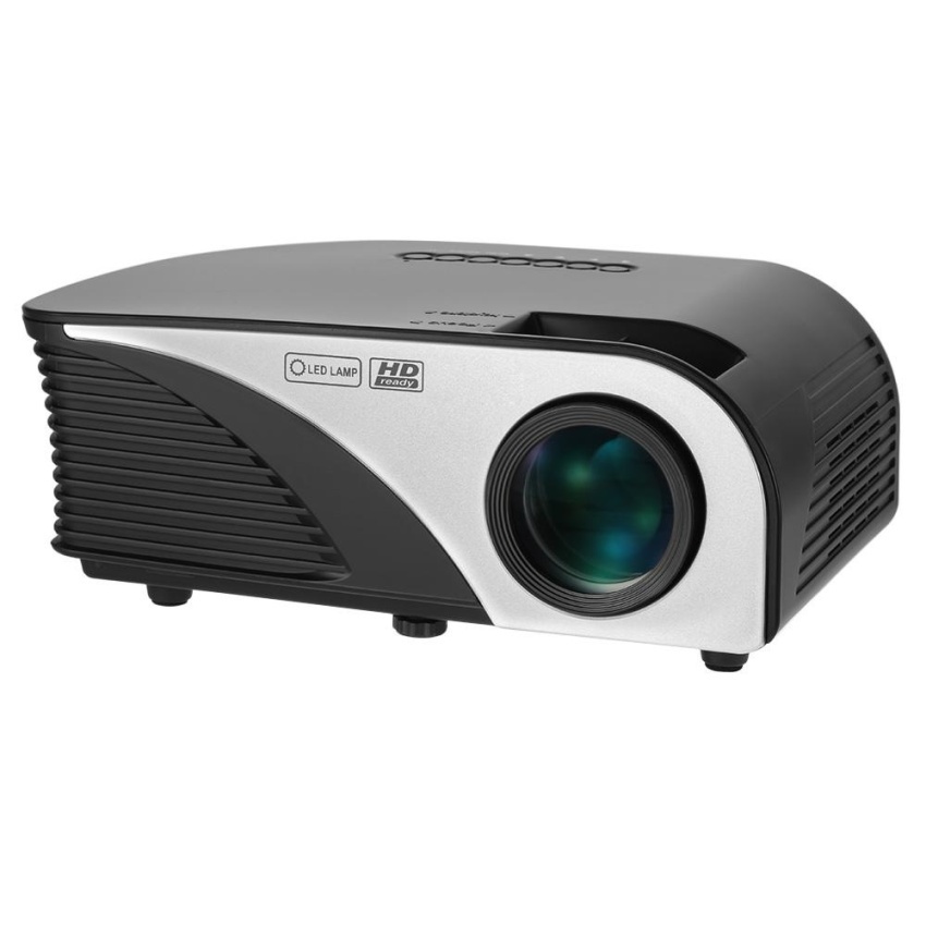 1200 Lumens Projector Rigal Portable 1080P LED Projector Throw 100”Screen Home Cinema 800 * 480 Resolution Support HD Port AV SD USBBlack for Home Entertainment Movie Video Game EU Plug - intl