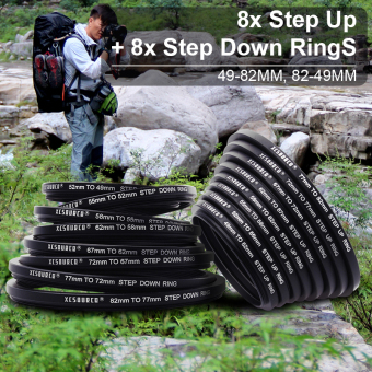 16pcs Step Up Down Lens Filter Ring Adapter Set 49 82mm
