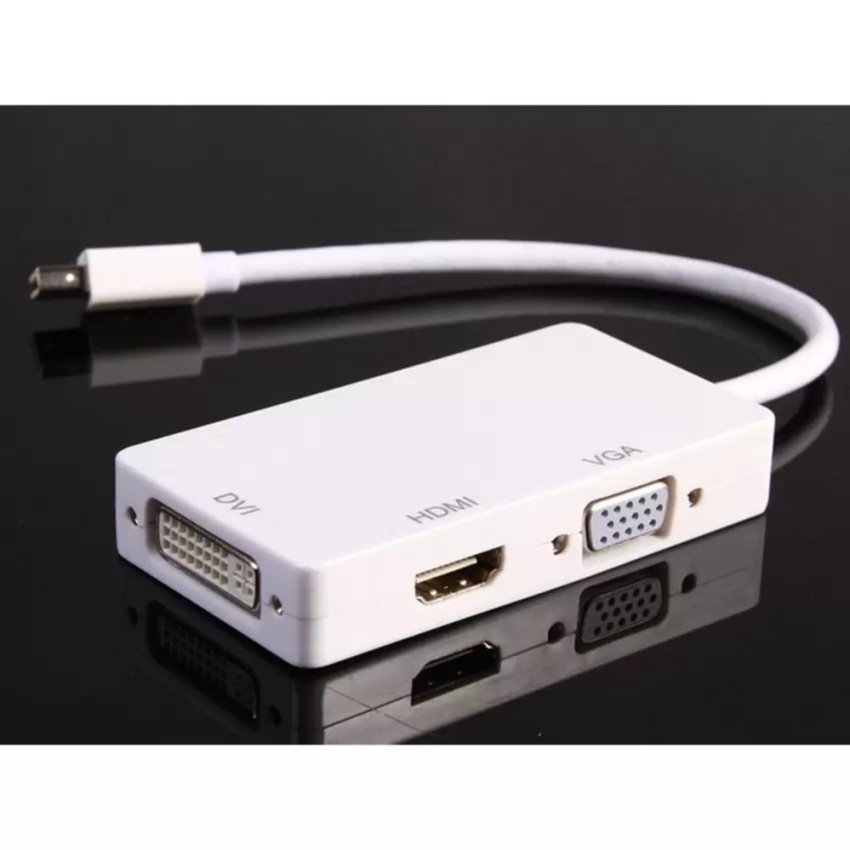 1X3 In 1 Mini Display Port Thunderbolt Ke DVI VGA HDMI TV AVHDTVAdapter Kabel untuk MacBook IMac Air Mac BookPro (Black & White) -Intl