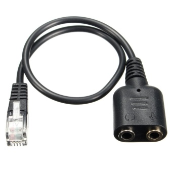Gambar 2* 3.5mm Headphone Female to RJ9 Plug Converter Adapter Audio Cable For Headset   intl