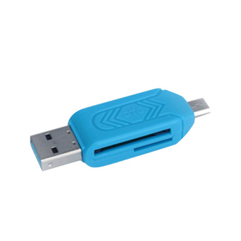 2-in-1 OTG Mikro SD Flash memori disebut TF Card Reader Micro USB2.0 OTG untuk adaptor Android handphone tablet PC Komputer Biru