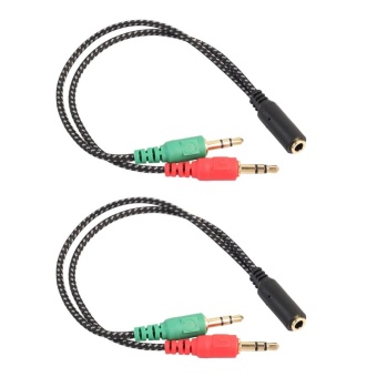 Gambar 2 Pcs 3.5mm Stereo Jack 1 Female to 2 Male Headphone MicrophoneAudio Cable   intl