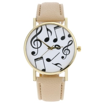 Gambar 2017 Fashion Vintage Clock Leather Wrist Watch Musical Note Watch   intl