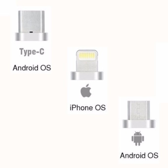 Gambar 3 in 1 Magnetic Lighting USB Charging and Data Transmission Cable Type C Nylon Braided Sync Cord with High Speed Data Transfer for iOS Android Systems(1 Lightening connector, 1 Micro USB connector and 1 Type C connector) intl