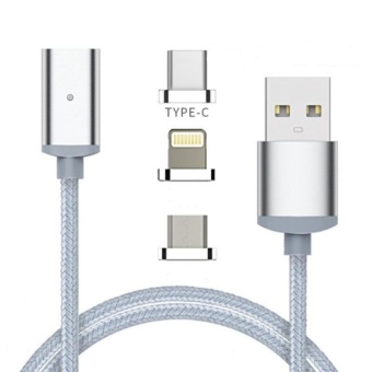 Gambar 3 In 1 Nylon Braided Magnetic Micro USB Adapter Sync Wire MagnetData Cable Cord Fast Charging Both For Android iPhone Type C intl