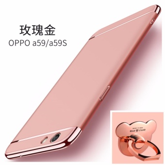 Gambar 3 in 1 Ultra tipis PC dengan beruang ring hard cover case ponsel case untuk Oppo F1s   A59   A59 S (Mawar emas)