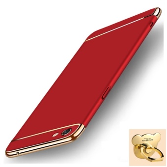 Gambar 3 in 1 Ultra tipis PC dengan keras cincin menanggung menutupi case ponsel case untuk Oppo F3 Plus (merah)