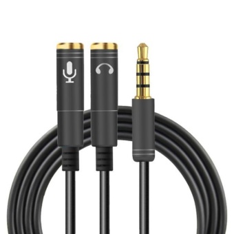 Gambar 30cm 3.5mm Stereo Audio Male to 2 Female Headset Mic Y SplitterCable Adapter   intl