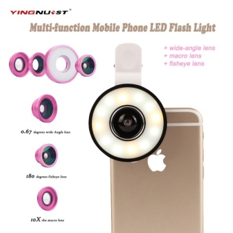 Gambar 30Mobile Phone LED Flash Light Adjustable Fill Beauty SelfieRinglight + Wide Angle Macro Fisheye Lens for iPhone Andrewssystemsmartphone Camera intl