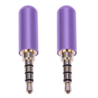 Gambar 3.5mm Audio Plug 4Pole Gold plated Earphone Adapter For DIY StereoHeadset(Purple)   intl