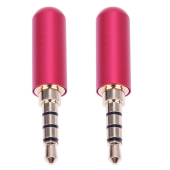 Gambar 3.5mm Audio Plug 4Pole Gold plated Earphone Adapter For DIY StereoHeadset(Red)   intl