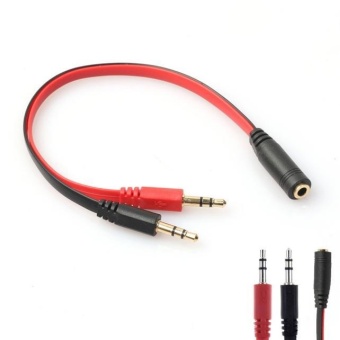 Gambar 3.5mm AUX Audio Mic Splitter Cable Earphone Headphone Adapter 1Female To 2 Male   intl