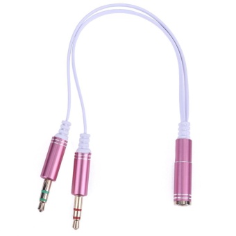 Gambar 3.5mm Stereo Audio Female to 2 Male Headphone Mic Y Splitter Cable Adapter(Rose Gold)   intl